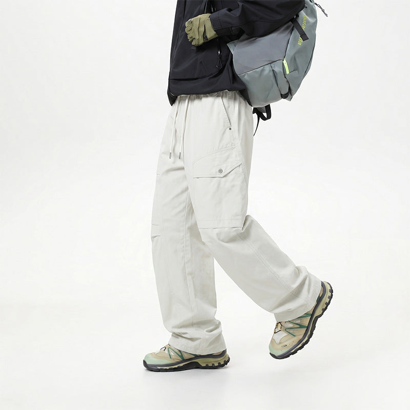 Damen Extraweite Tech‑Cargo‑Hose im Palazzoschnitt mit Elastikbund und Multifunktions‑Taschen Mune Fashion
