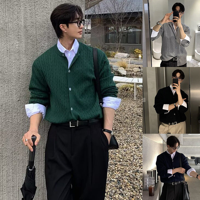 Men's Fashionable Cardigan with V-Neck Mune Fashion