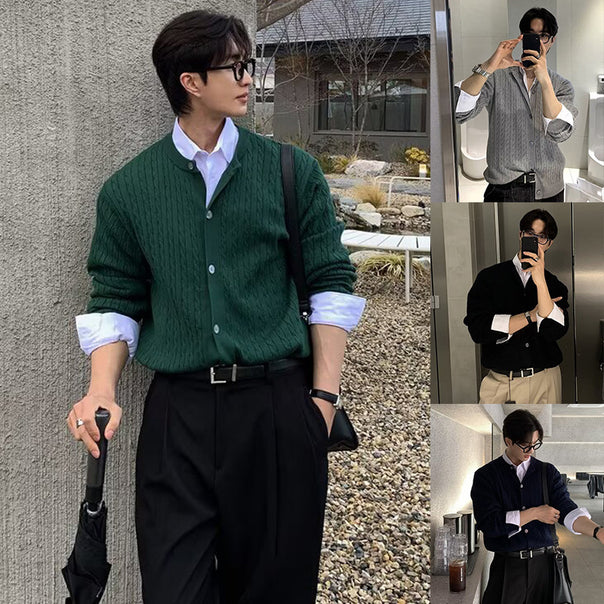 Men's Fashionable Cardigan with V-Neck Mune Fashion