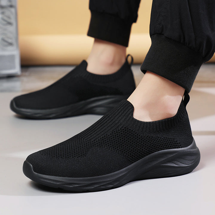Unisex nan elastic knitted slip-on shoe with ergonomic cushioning sole and heel tab Mune Fashion
