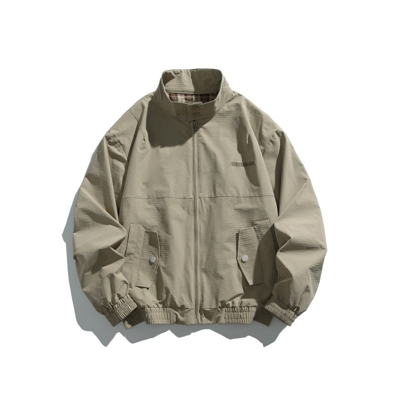 Men's Casual Boxy Blouson made of structured microfiber with stand-up collar, zipper and patched flap pockets Mune Fashion
