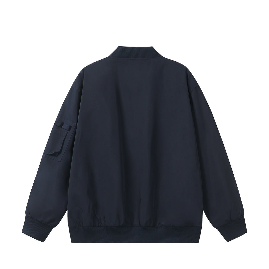 Unisex Short-cut padded bomber jacket with zippered sleeve pocket and ribbed cuffs Mune Fashion