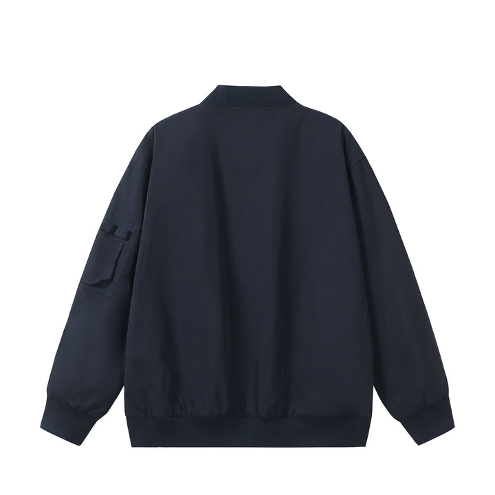 Unisex Short-cut padded bomber jacket with zippered sleeve pocket and ribbed cuffs Mune Fashion