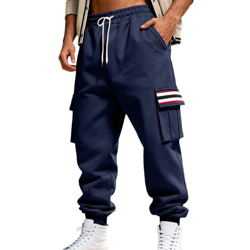 Men's Cargo Jogger Pants with Flap Pockets and Elastic Cuff