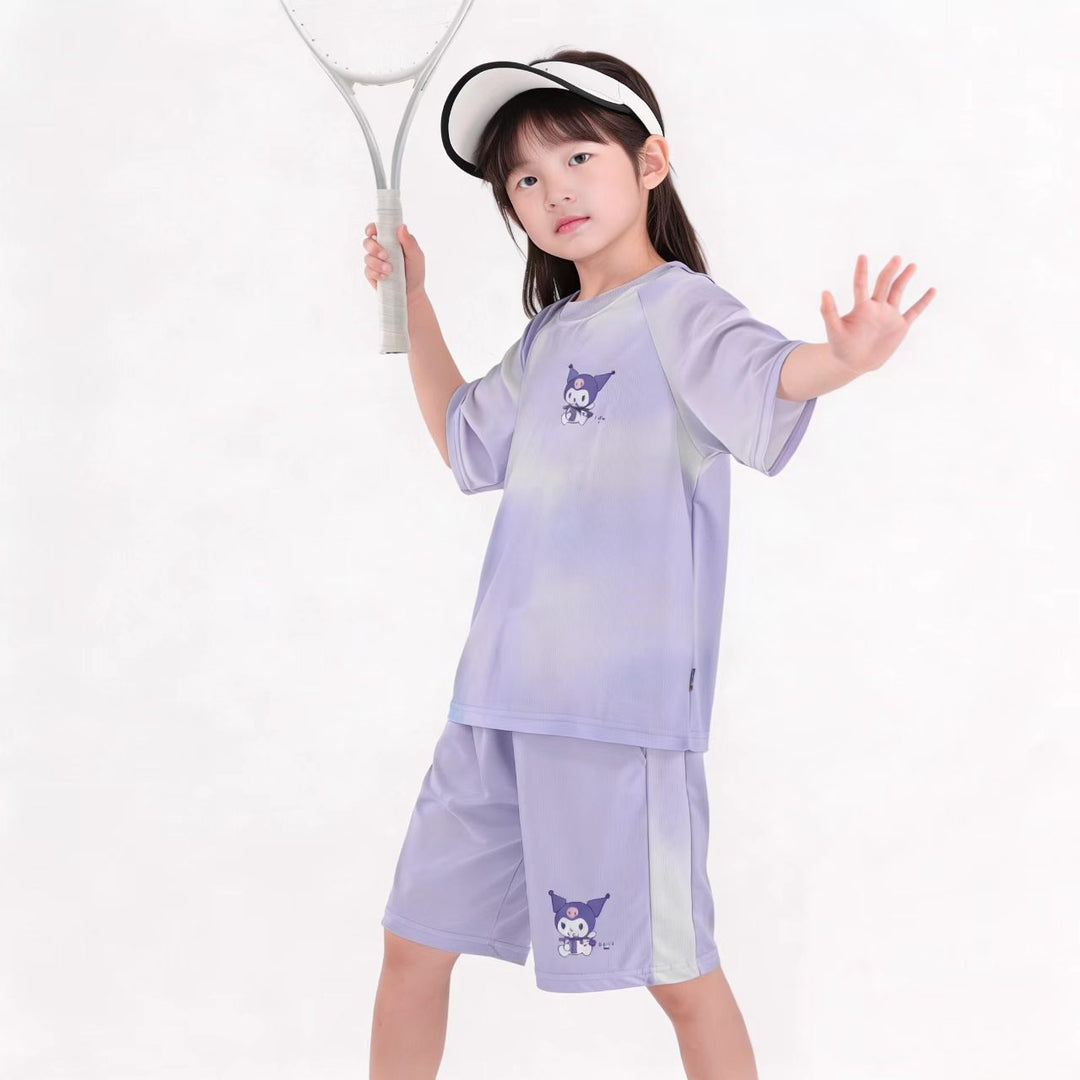 Women's breathable children's sports set with short-sleeve shirt and elastic waistband shorts Mune Fashion