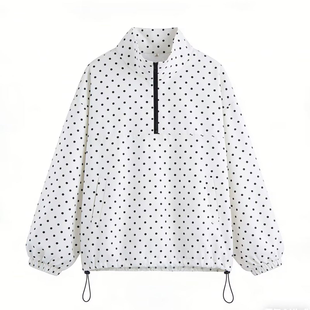 Women's Oversize Rain Anorak with Half Zip, Kangaroo Pocket and Drawstring Hem Mune Fashion