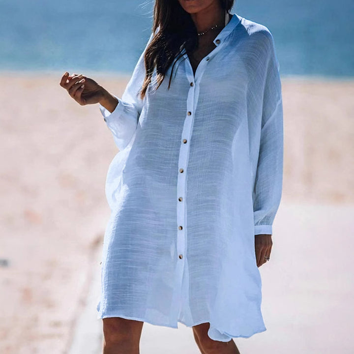 Women's lightweight and airy shirt dress with button details Mune Fashion