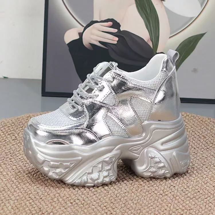 Women fashion chunky sneakers with high platform sole and breathable mesh upper Fashion