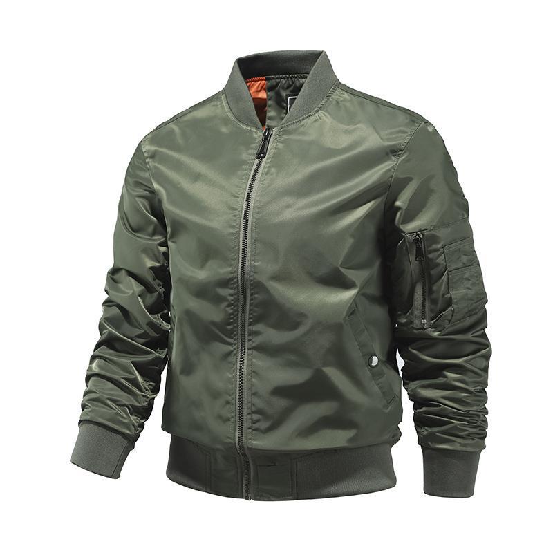 Men's lightweight nylon bomber jacket in aviator utility style with sleeve pocket Mune Fashion