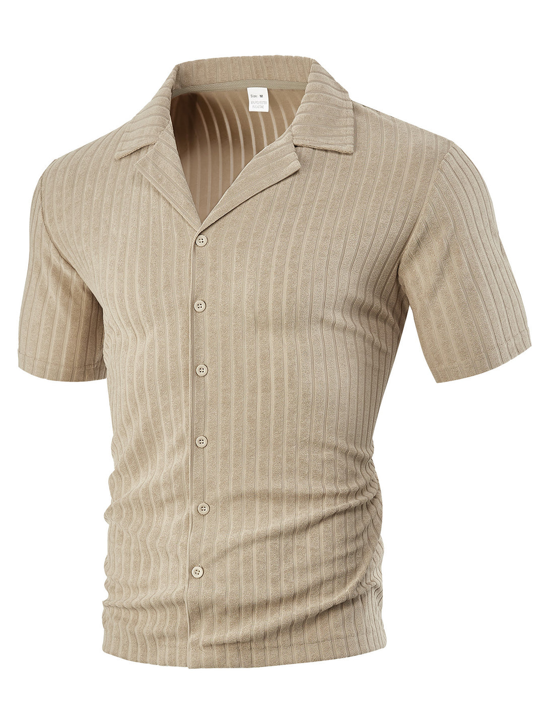 Men's fine ribbed short-sleeve knitted shirt with notch collar and full-button placket Mune Fashion