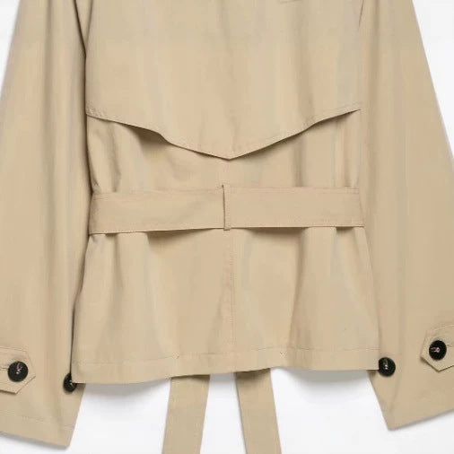 Women Cropped double-breasted trench jacket with belt and boxy silhouette Mune Fashion