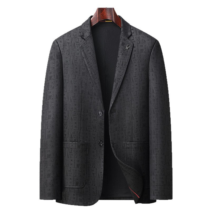 Men's blazer made of textured jacquard wool blend with two-button cut and patch pockets Mune Fashion