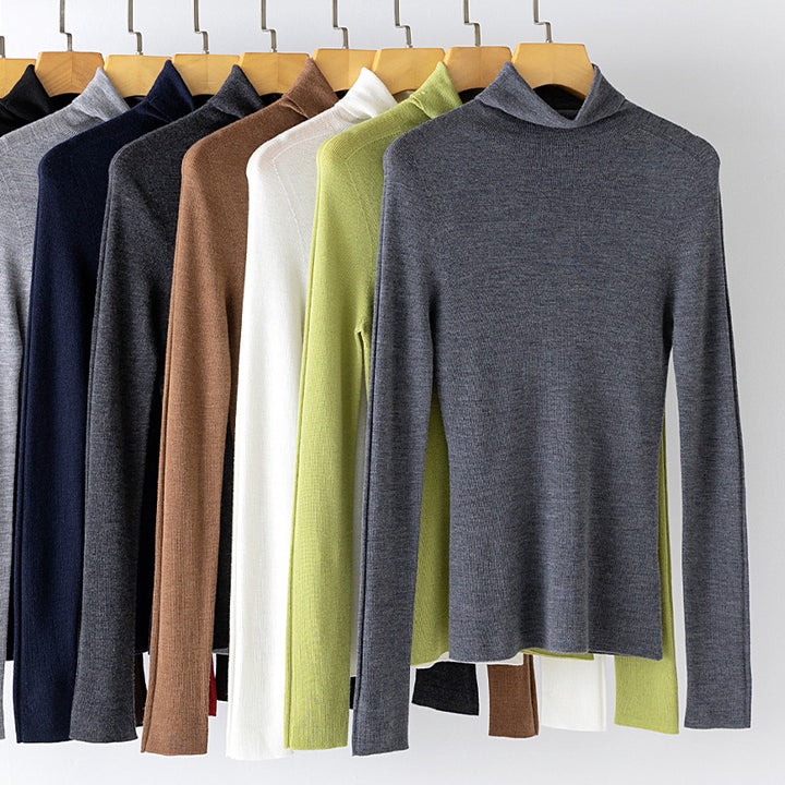 Ladies Fine Turtleneck Sweater made of Stretch Fine Knit with Slim Cut Mune Fashion