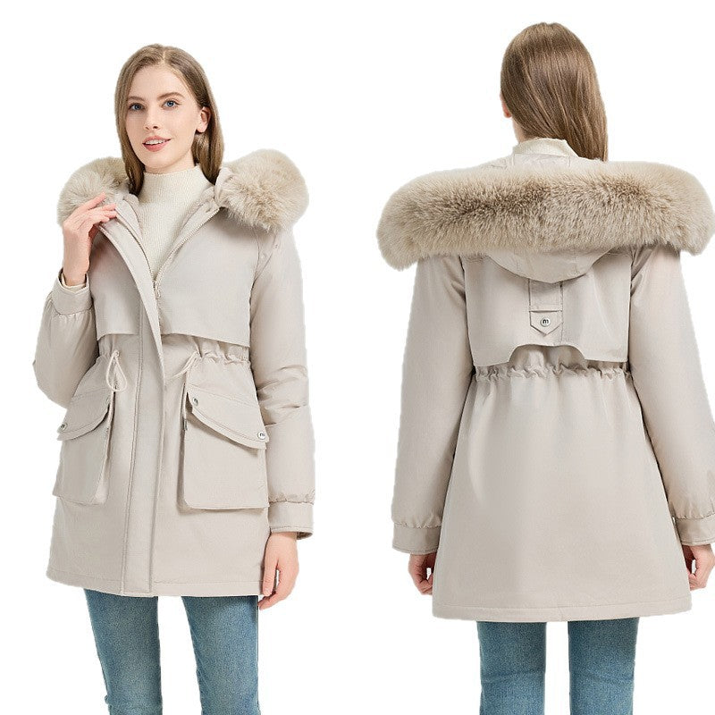 Women nan tailored thermo parka with removable faux fur hood, soft teddy lining and adjustable drawstring Mune Fashion