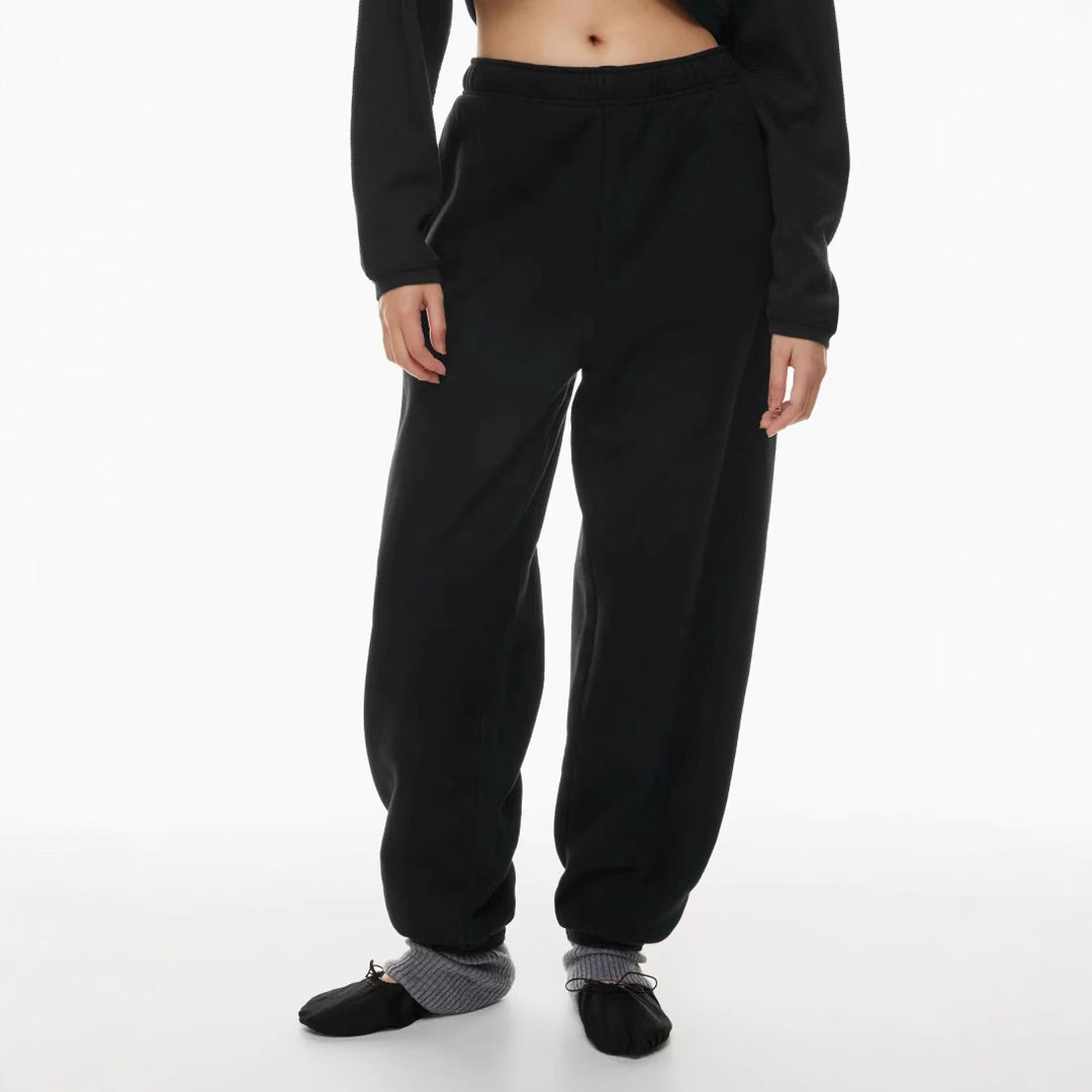Women's brushed relax joggers with extra wide leg and elastic ribbed cuff Mune Fashion