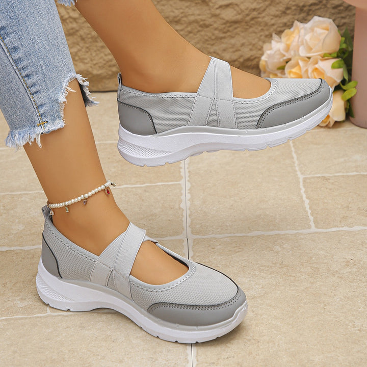 Women's Sportive Mary-Jane Sneaker with Elastic Cross Strap Mune Fashion