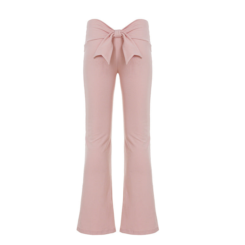 Ladies nan Cropped-Longsleeve with decorative bow front, V-neck and figure-hugging fit Mune Fashion