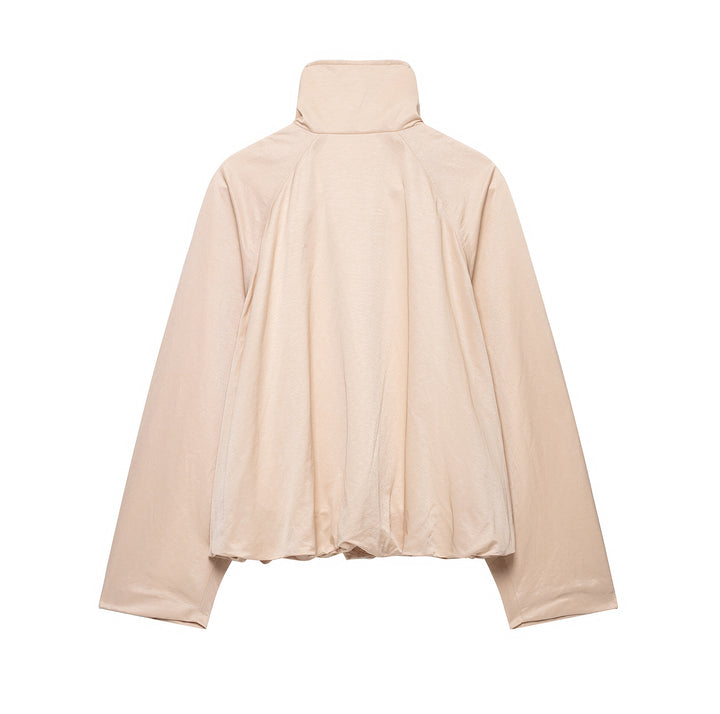 Ladies short jacket in blouson style with high standing collar, drawstring waistband and balloon sleeves Mune Fashion