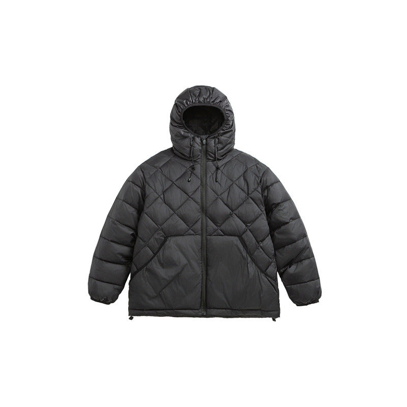 Unisex Boxy quilted jacket with hood, diamond quilting and two-way zipper Mune Fashion