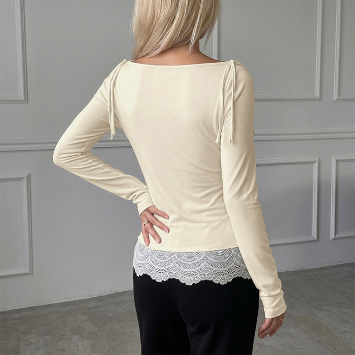 Ladies Elegant Top with Slim Tube Design and Ruffle Details Mune Fashion