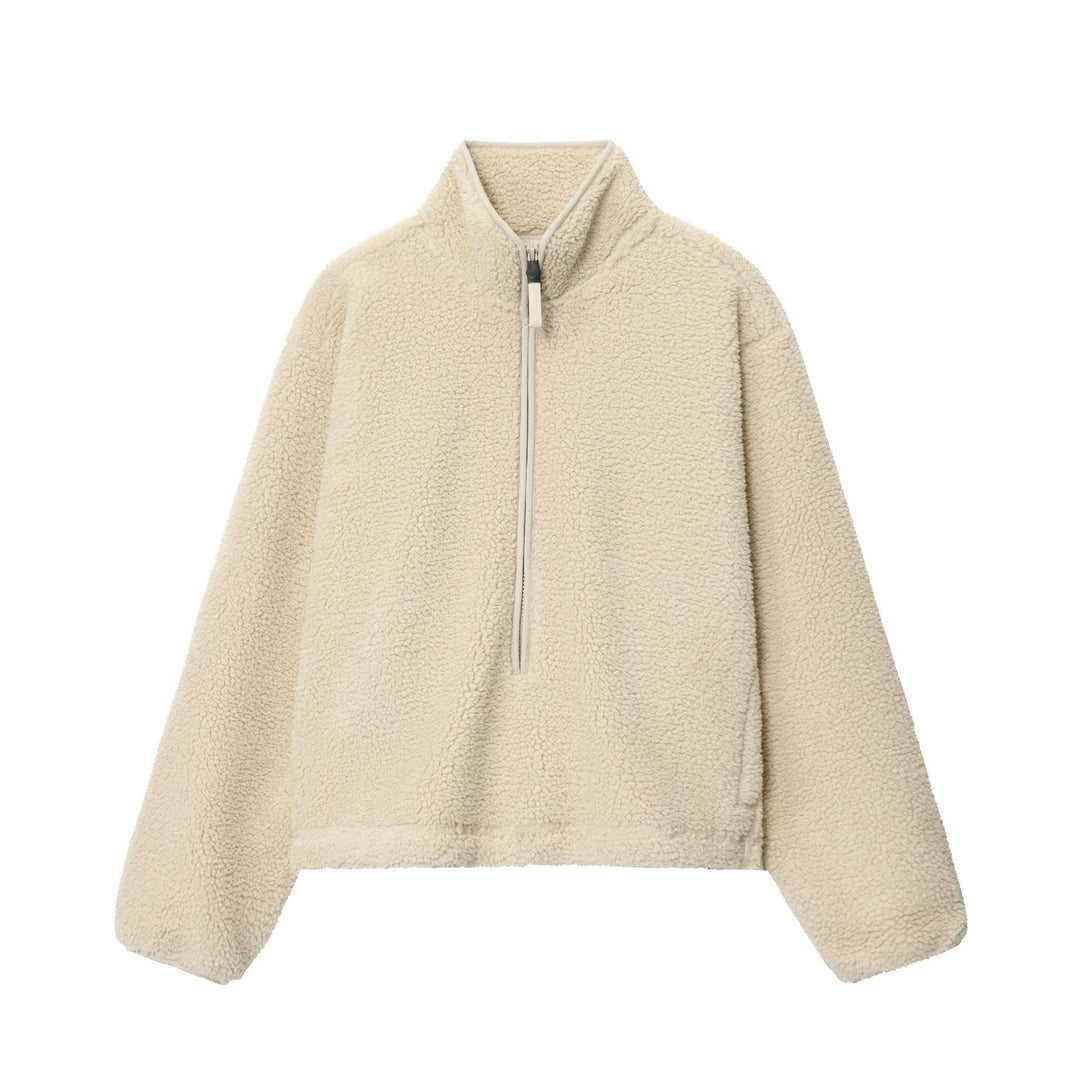 Women's cozy teddy fleece half-zip pullover with kangaroo pocket Mune Fashion