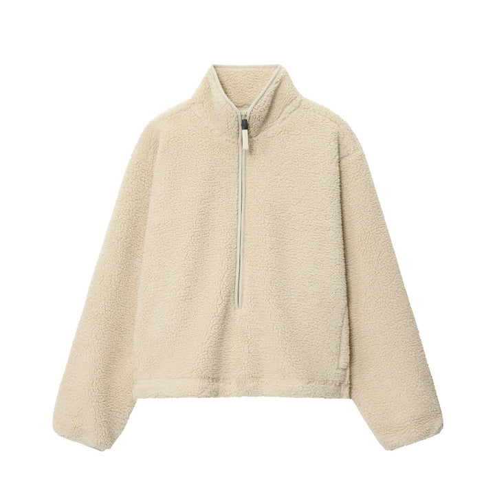 Women's cozy teddy fleece half-zip pullover with kangaroo pocket Mune Fashion