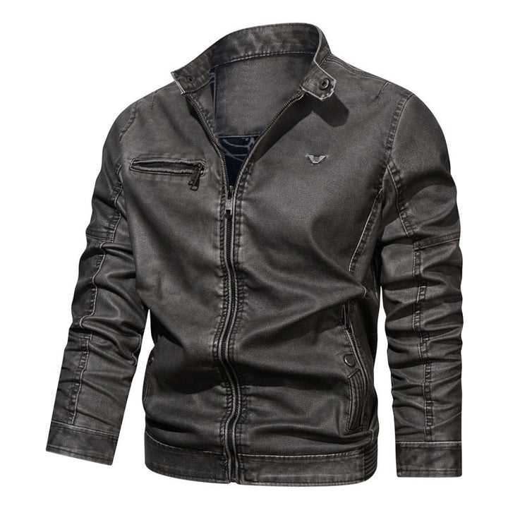 Men's Slim-Fit Denim Jacket with Used Look, Zip Chest Pocket and Quilted Sleeve Section Mune Fashion