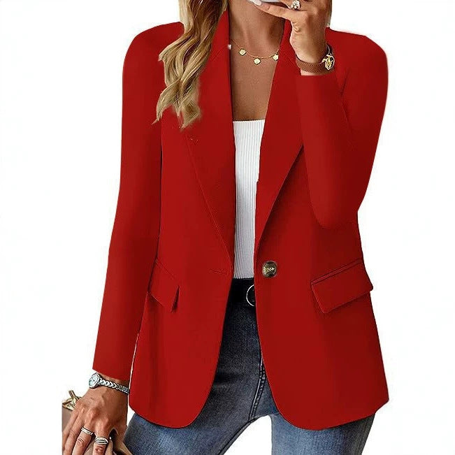 Ladies tailored blazer with single-button closure, notch collar and patch pockets Mune Fashion