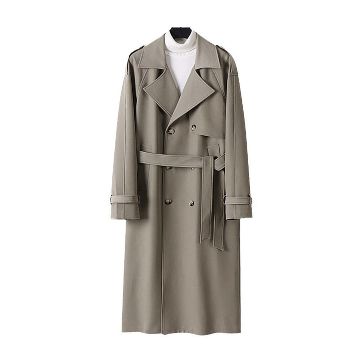Women Double-Breasted Oversized Trench Coat with Wide Shawl Collar and Belt Mune Fashion