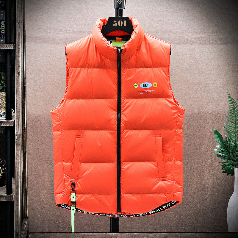 Men's padded quilted vest with high stand-up collar and drawstring hem Mune Fashion