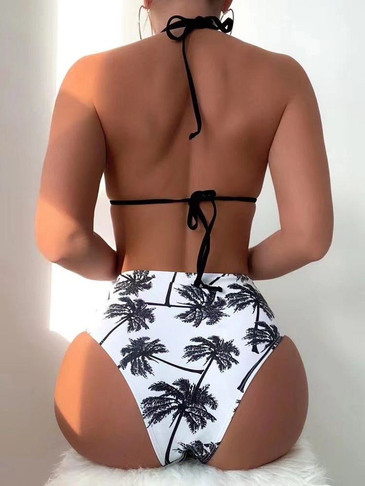 Women's bikini set with fashionable palm print and adjustable straps Mune Fashion