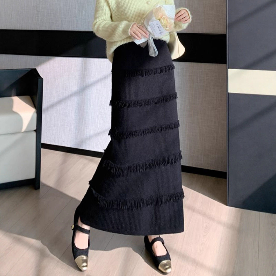 Women's Long Maxi Skirt with Fringes Mune Fashion