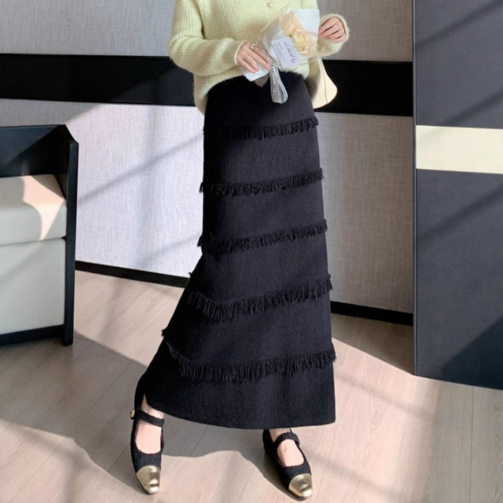 Women's Long Maxi Skirt with Fringes Mune Fashion