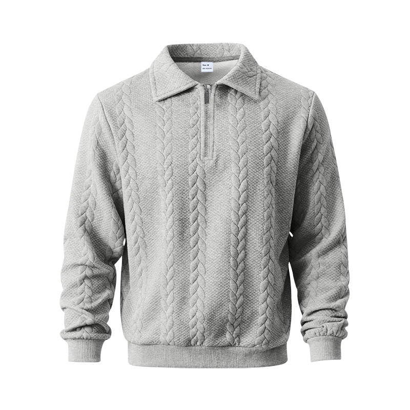 Men's coarse knitted troyer with short zipper and polo collar Mune Fashion