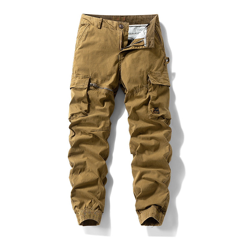 Herren Konisch geschnittene Cargo-Jogginghose mit Mehrfach‑Taschen, Reißverschluss‑Beintasche und elastischem Knöchelabschluss Mune Fashion