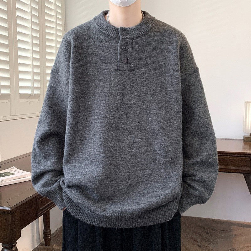 Men's Comfortable Knit Sweater with Button Placket Mune Fashion 1787799372