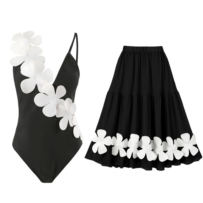Ladies Elegant One-Piece Swimsuit with Floral 3D Design Mune Fashion