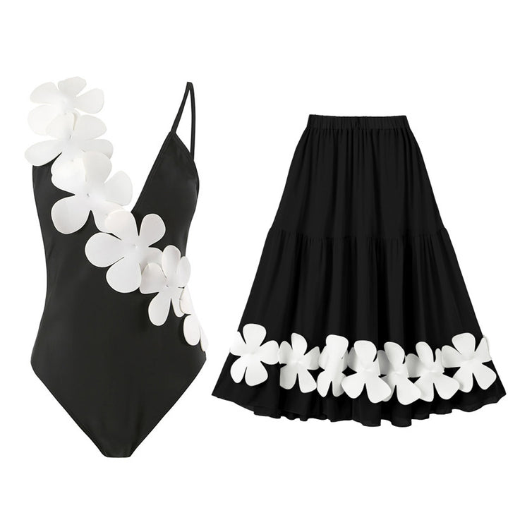 Ladies Elegant One-Piece Swimsuit with Floral 3D Design Mune Fashion