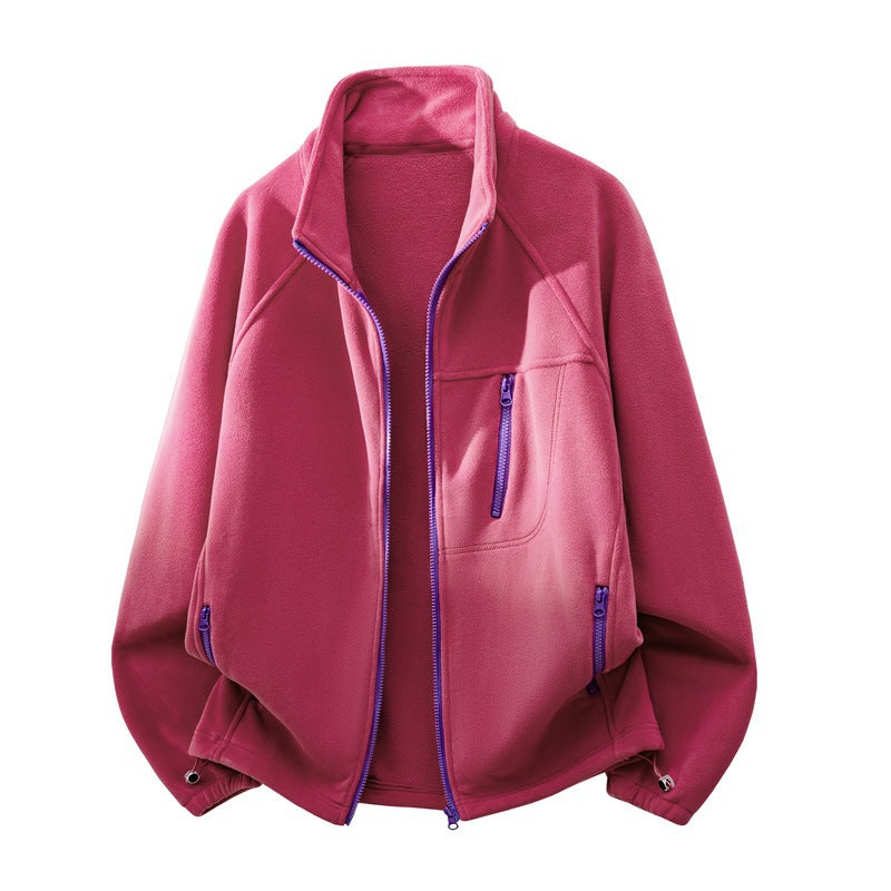 Men's fleece jacket with high stand-up collar, multiple zip pockets, and ergonomic raglan cut Mune Fashion