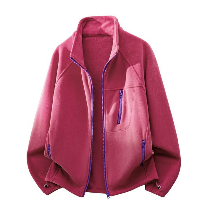 Men's fleece jacket with high stand-up collar, multiple zip pockets, and ergonomic raglan cut Mune Fashion