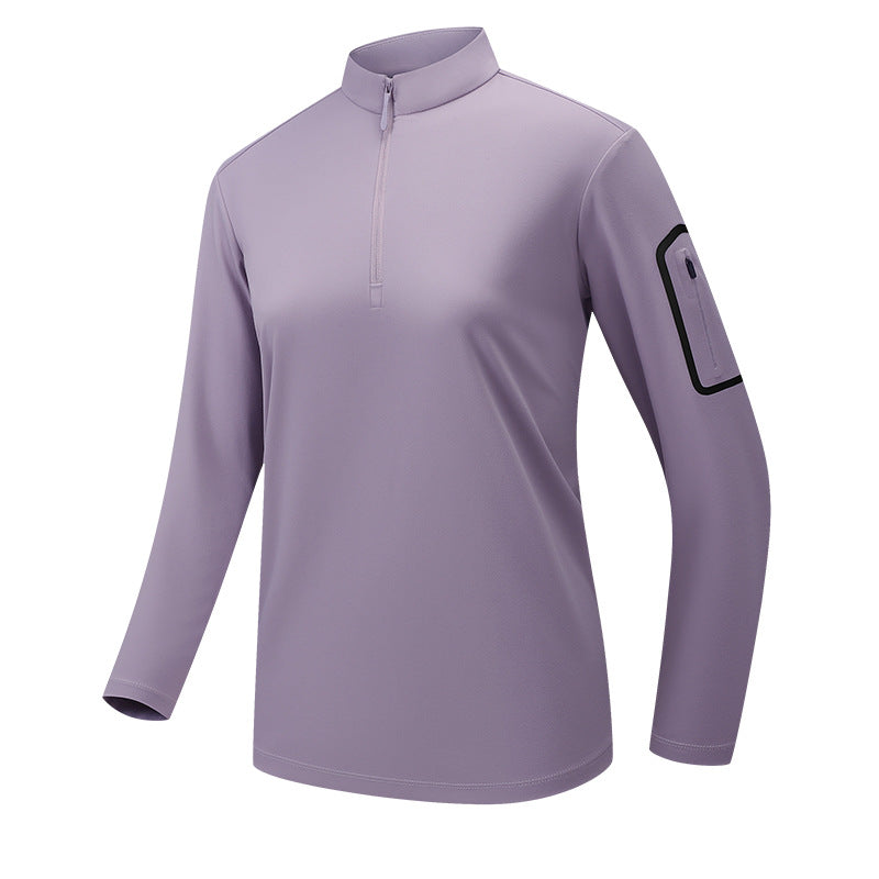 Men's Functional Long Sleeve Training Top with Stand-Up Collar and Zip Arm Pocket Mune Fashion
