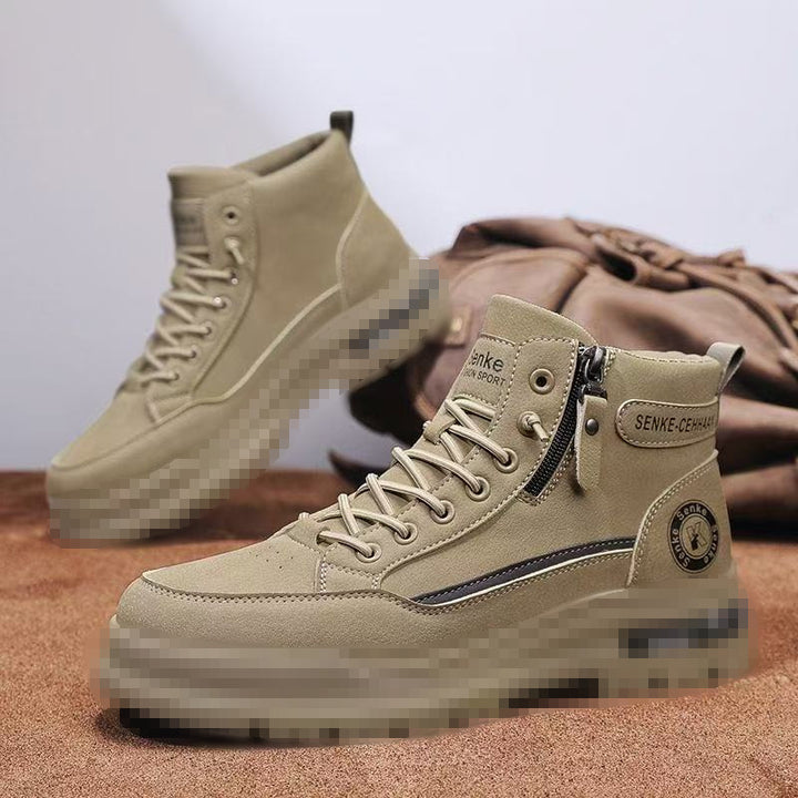 Men's ankle-high sneaker boots made of suede with zipper and patterned rubber sole Mune Fashion