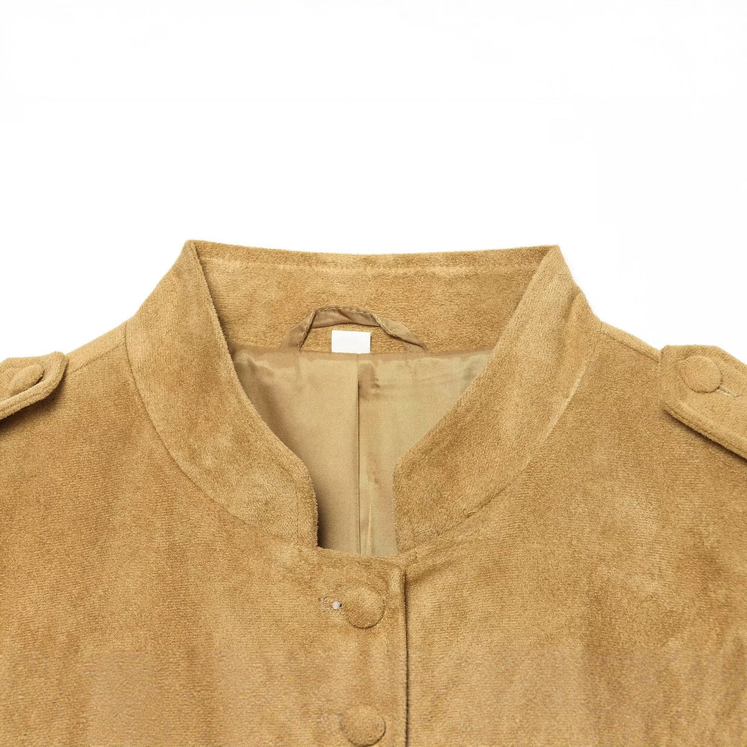 Women's suede jacket in military style with stand-up collar Drune