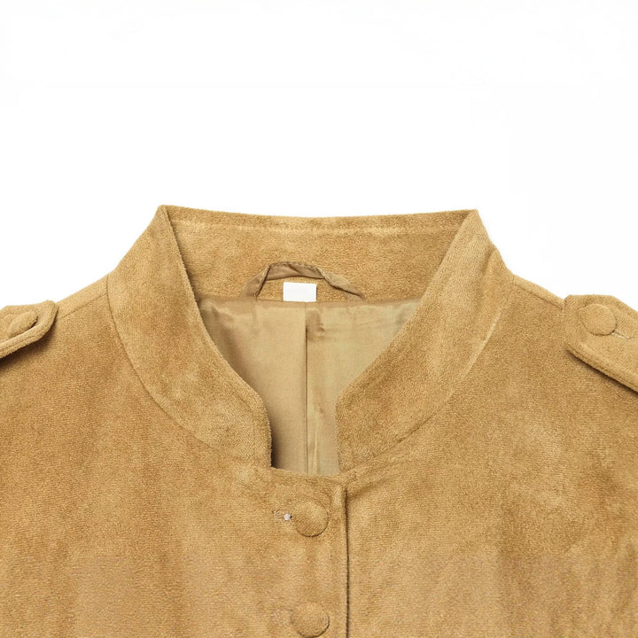 Women's suede jacket in military style with stand-up collar Drune