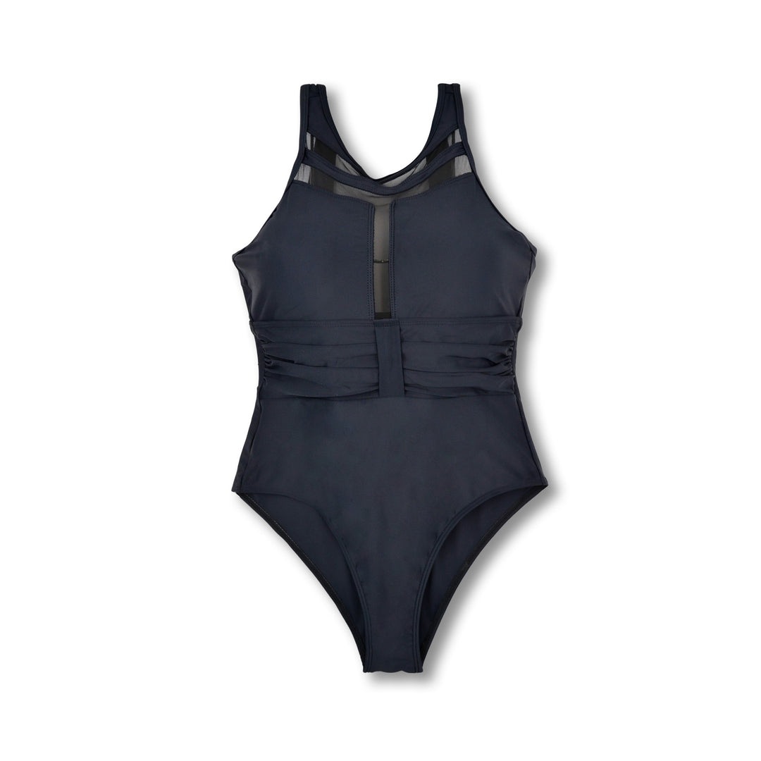 Women's Sporty One-Piece Swimsuit with Transparent Mesh Details Mune Fashion