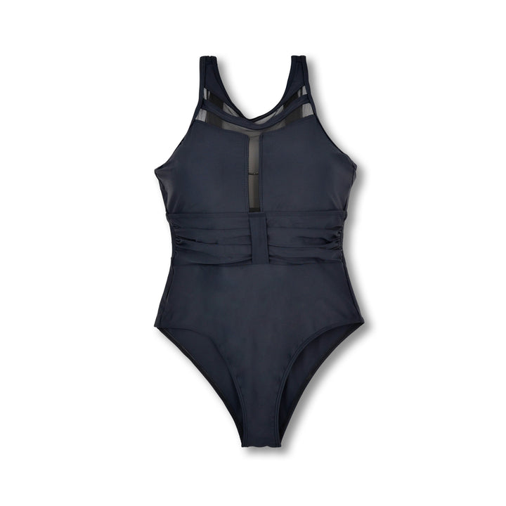 Women's Sporty One-Piece Swimsuit with Transparent Mesh Details Mune Fashion
