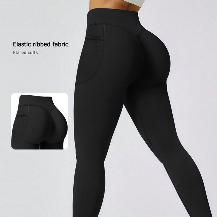Ladies Sporty Leggings with Elastic Rib Material and Flared Hem Mune Fashion