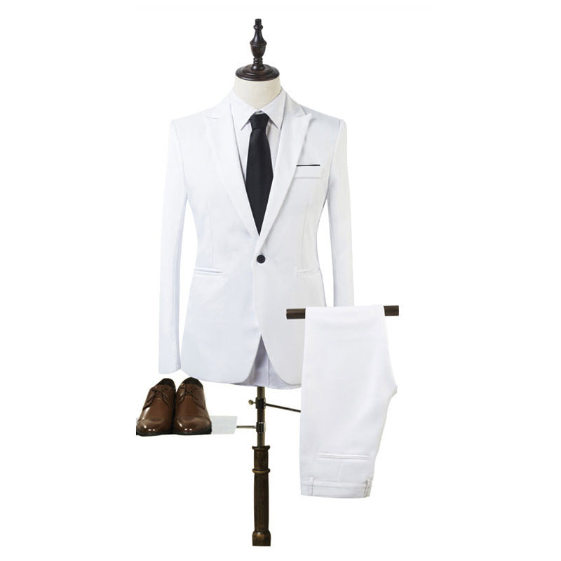 Men's Tailored Single-Button Suit Set in Slim Fit with Slim Suit Pants Mune Fashion