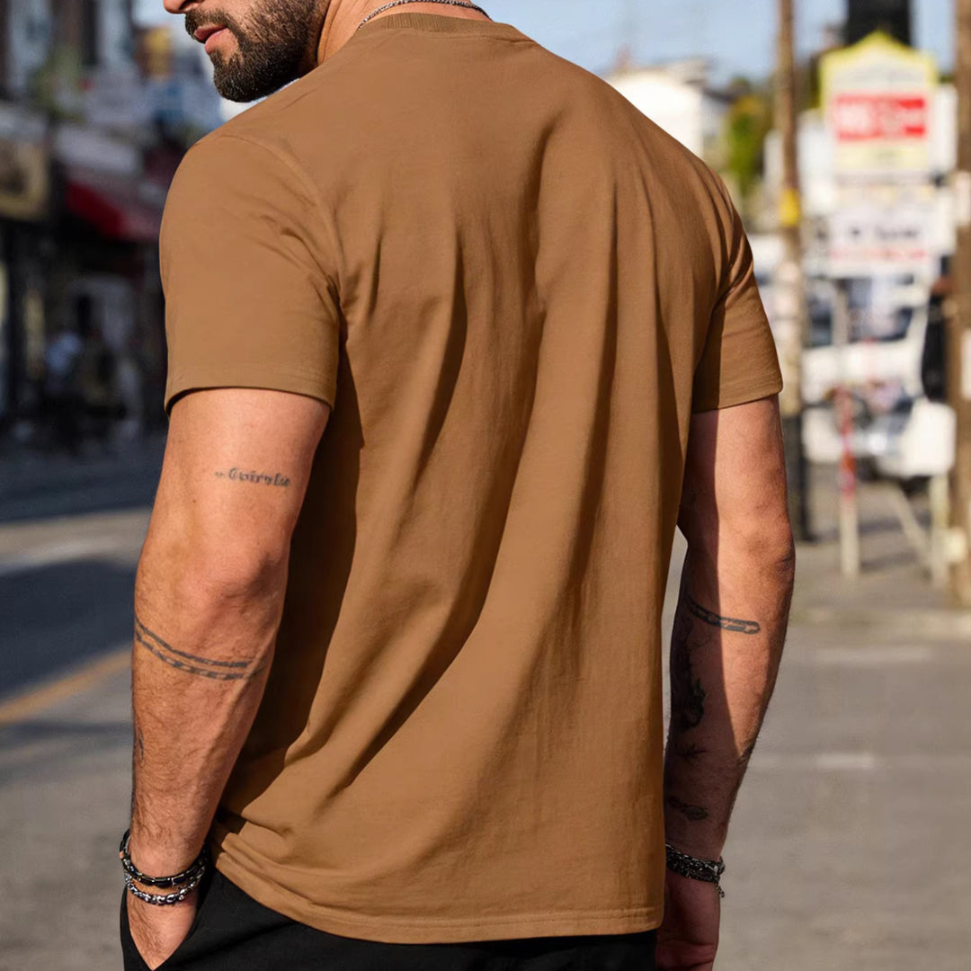 Men's body-hugging high-quality cotton shirt with round neck Mune Fashion