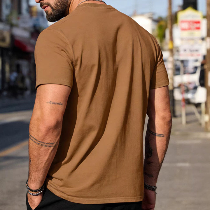 Men's body-hugging high-quality cotton shirt with round neck Mune Fashion